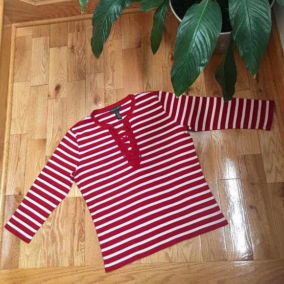 Lauren Jeans Co, Ralph Lauren laced v-neck shirt - Picture 1 of 10